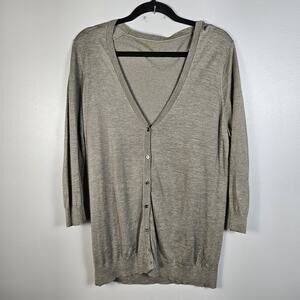 Ann Taylor Women’s Medium Silk Linen Blend Long-sleeved Button Cardigan